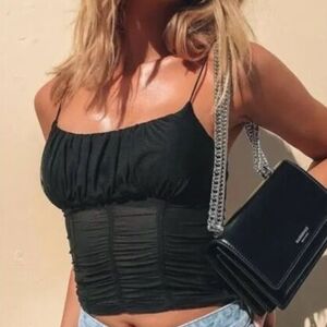 Princess Polly Black Ruched Spaghetti Strap Camisole